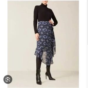 Figue Midi Skirt Wine Papas Maxime Silk Sparkly Skirt Size 6